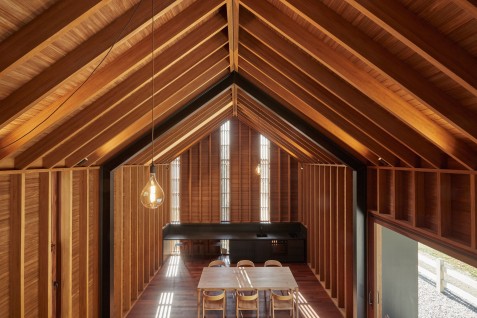 A podcast and building in a tent